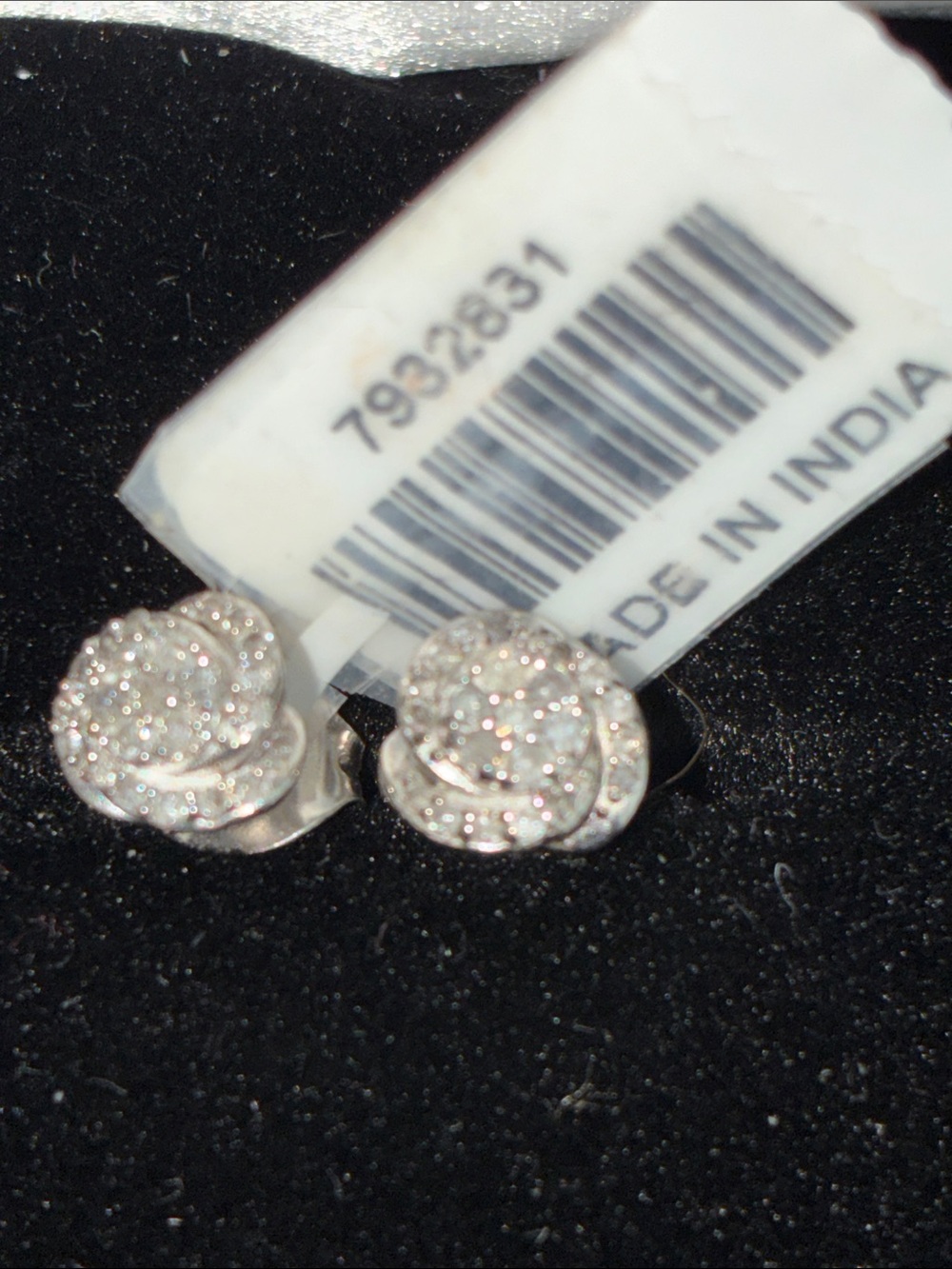 Diamond earring studs in rhodium over sterling 1/3 carat